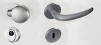   ULMER GRIFF Biztonsági rozettás (R1)gomb-kilincs garnitúra, cilindervédős, PZ, rozsdamentes matt, bal