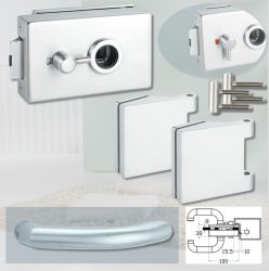 ARCO üvegajtó garnitúra BASIC 04 kilinccsel WC, alu szatén