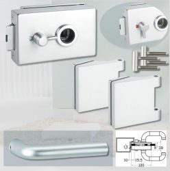 ARCO üvegajtó garnitúra BASIC 03 kilinccsel WC, alu szatén