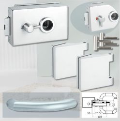 ARCO üvegajtó garnitúra BASIC 04 kilinccsel WC, alu szatén